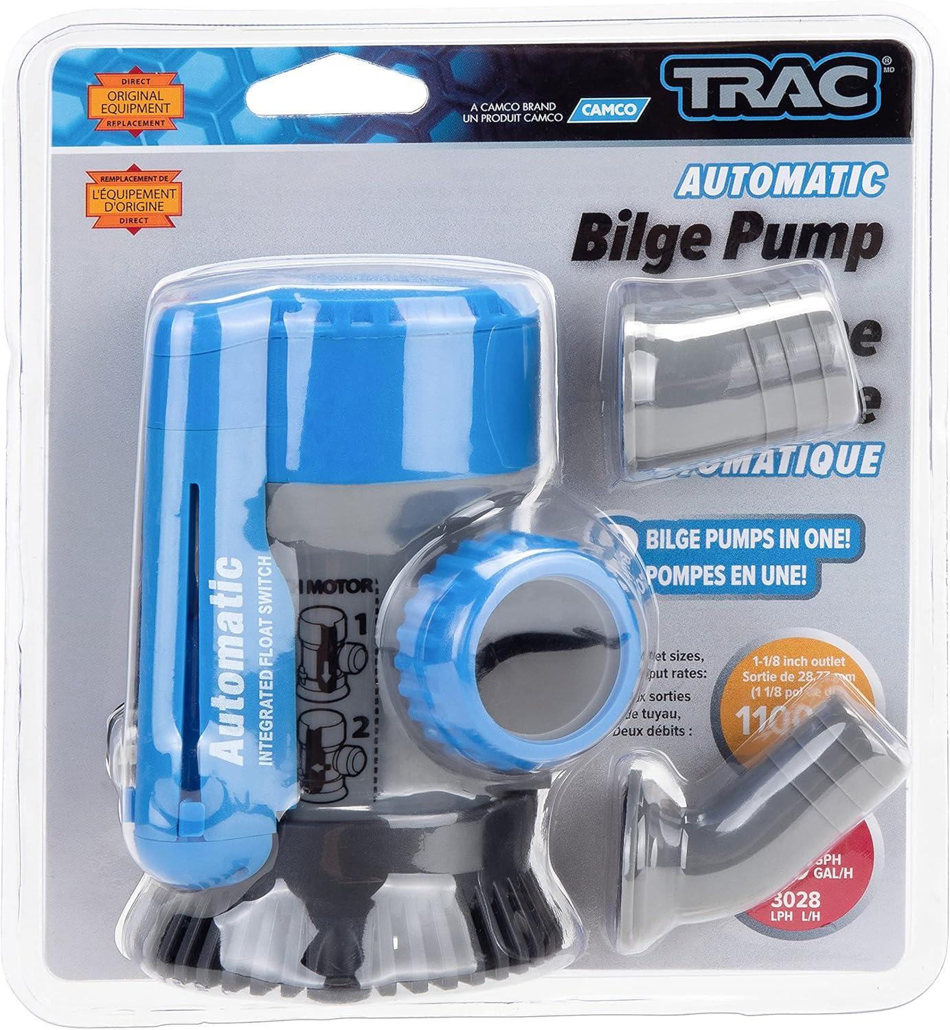 imageTRACOutdoor Products Automatic Bilge Pump 8001100 GPH 34quot ampamp 118quot Outlet  Designed for Easy Installation and Retrofitting  Ideal for All Watercraft 69311 30047234