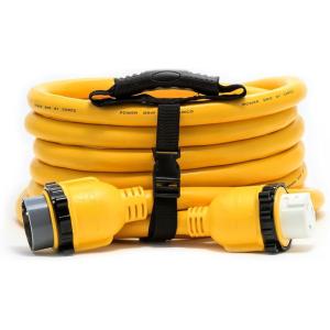 imageCamco PowerGrip 25Foot MarineBoat Extension Cord with 50M50F Locking Adapters  Allows for Easy Boat Connection to Distant Power Outlets 5562125