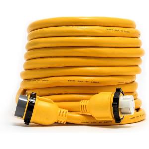 imageCamco PowerGrip 25Foot MarineBoat Extension Cord with 50M50F Locking Adapters  Allows for Easy Boat Connection to Distant Power Outlets 5562150
