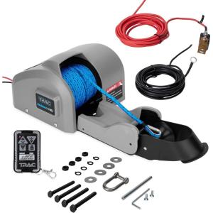 imageTrac Outdoors Deckboat 40 AutoDeployG3 Electric Anchor Winch  Anchors Up to 40 lb  Includes 100feet of PreWound Anchor Rope with Use 69005 Gray