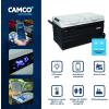 imageCamco 51520 CAM750 Portable Refrigerator AC 110VDC 12V Compact FridgeFreezer with Dual Zone Cooling 75Liter  Keeps Food and Drinks Cold While OntheGo  Ideal for Road Trips RVing Camping B  Black