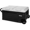 imageCamco 51520 CAM750 Portable Refrigerator AC 110VDC 12V Compact FridgeFreezer with Dual Zone Cooling 75Liter  Keeps Food and Drinks Cold While OntheGo  Ideal for Road Trips RVing Camping B  Black