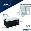 imageCamco 51522 CAM950 Portable Refrigerator AC 110VDC 12V Compact FridgeFreezer with Dual Zone Cooling 95Liter  Keeps Food and Drinks Cold While OntheGo  Ideal for Road Trips RVing Camping