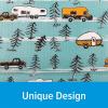 imageCamco Life is Better at The Campsite Tablecloth with Bench Covers  Provides a Clean Eating Surface for Outdoor Activities  Features an RV and Tree Sketch Design  53380