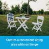 imageCamco Outdoor Table and Chair Set  Features Foldable Design for Compact RV Storage and Organization  Great for Camping Events Patios and More  NoTool Assembly  3Piece White 51640