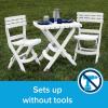 imageCamco Outdoor Table and Chair Set  Features Foldable Design for Compact RV Storage and Organization  Great for Camping Events Patios and More  NoTool Assembly  3Piece White 51640