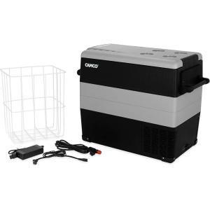 imageCamco 51518 CAM550 Portable Refrigerator AC 110VDC 12V Compact FridgeFreezer 55Liter  Keeps Food and Drinks Cold While OnTheGo  Ideal for Road Trips RVing Camping Boating and Tailgating  Black