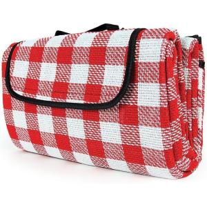 imageCamco Classic Red ampamp White Checkered Picnic Blanket with Waterproof Backing  Includes Convenient Carry Strap  Comfortable and Durable Material  Measures 51quot x 59quot  42803