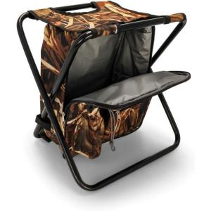 imageCamco Folding Camping Stool Backpack Cooler Trio CampingHiking Bag with Waterproof Insulated Cooler Pockets and Sturdy Legs for Seating Great for Travel  Camouflage 51908