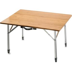 imageCamco Folding Table  Features Natural Bamboo Top ampamp Folding Aluminum Legs for RV Storage and Organization  Adjustable Height 18  26  Ideal for Tailgating Camping RVing the Beach ampamp More 51893Solid Bamboo Table