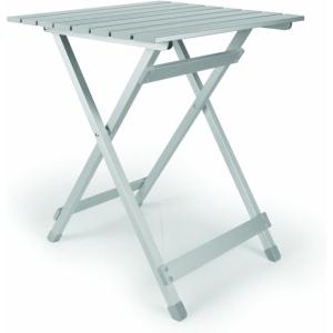 imageCamco Large Aluminum Side Table  Features Easy Setup ampamp Supports Up to 110lbs  195 L x 20 W x 2425 H  Great for Camping RVing ampamp More  Folds to 2 W for RV Storage and Organization 51891