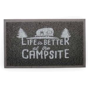 imageCamco Life is Better at The Campsite Scrub Mat  265quot by 15quot  NonSlip Backing  GrayWhite  53200