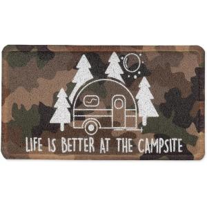 imageCamco Life is Better at The Campsite Scrub Rug 26 Inches L x 15Inches W  Features an RV Beach Bum Design  Designed for MultipleUse Dirt Removal Teal 53448Camo