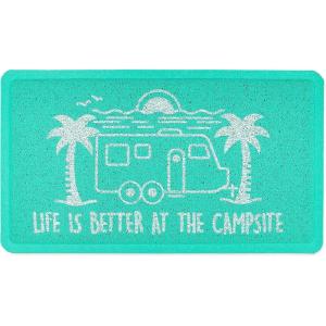 imageCamco Life is Better at The Campsite Scrub Rug 26 Inches L x 15Inches W  Features an RV Beach Bum Design  Designed for MultipleUse Dirt Removal Teal 53448Teal