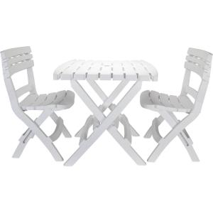 imageCamco Outdoor Table and Chair Set  Features Foldable Design for Compact RV Storage and Organization  Great for Camping Events Patios and More  NoTool Assembly  3Piece White 51640