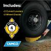 imageCamco Curved CamperRV Leveler ampamp Wheel Chock  Features Heavy Duty Honeycomb Design ampamp Includes NonSlip Rubber Grippers on Wheel Chock  Compatible wTrailers Up to 30000 lbs  1Pack 44423Pack of 2
