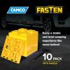 imageCamco Fasten CamperRV Leveling Blocks  Features Interlocking Design for Customizable Height  Carrying Handle Twists to Secure Blocks for RV Storage  Measures 17 x 85 x 1 10Pack 21025yellow