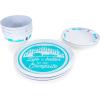 imageCamco Life is Better at The Campsite Dishware Set  Features a Virtually Unbreakable Melamine Construction is Top Rack Dishwasher Safe and has a Multicolored RVThemed Design  12Piece 53297Teal