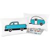 imageCamco Life is Better at The Campsite QueenSize Bed Sheets  Set Includes 1 Fitted 1 Flat Sheet and 2 Pillow Cases  Blue RV Print 53298Multicolor