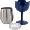 imageCamco Life is Better at The Campsite Wine Tumbler  Heavy Duty Double Wall Vacuum Insulation  Crafted of 188 Stainless Steel  Features Removable Navy ampamp Peach Stems  2Pk 8ozEach 51917Navy and Peach