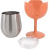 imageCamco Life is Better at The Campsite Wine Tumbler  Heavy Duty Double Wall Vacuum Insulation  Crafted of 188 Stainless Steel  Features Removable Navy ampamp Peach Stems  2Pk 8ozEach 51917Navy and Peach