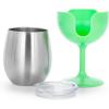 imageCamco Life is Better at The Campsite Wine Tumbler  Heavy Duty Double Wall Vacuum Insulation  Crafted of 188 Stainless Steel  Features Removable Navy ampamp Peach Stems  2Pk 8ozEach 51917Green and Yellow