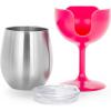 imageCamco Life is Better at The Campsite Wine Tumbler  Heavy Duty Double Wall Vacuum Insulation  Crafted of 188 Stainless Steel  Features Removable Navy ampamp Peach Stems  2Pk 8ozEach 51917Blue and Pink