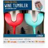 imageCamco Life is Better at The Campsite Wine Tumbler  Heavy Duty Double Wall Vacuum Insulation  Crafted of 188 Stainless Steel  Features Removable Navy ampamp Peach Stems  2Pk 8ozEach 51917Blue and Pink