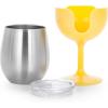 imageCamco Life is Better at The Campsite Wine Tumbler  Heavy Duty Double Wall Vacuum Insulation  Crafted of 188 Stainless Steel  Features Removable Navy ampamp Peach Stems  2Pk 8ozEach 51917Green and Yellow