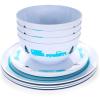 imageCamco Life is Better at The Campsite Dishware Set  Features a Virtually Unbreakable Melamine Construction is Top Rack Dishwasher Safe and has a Multicolored RVThemed Design  12Piece 53297Teal