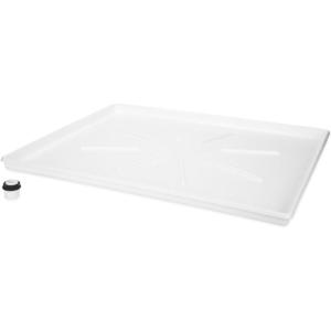 imageCamco 20784 Low Profile Washing Machine Drain Pan with PVC Fitting 30 Inch x 34 Inch Graphite  Protects Your Floors from Washing Machine Leaks  Easy to UseWhite