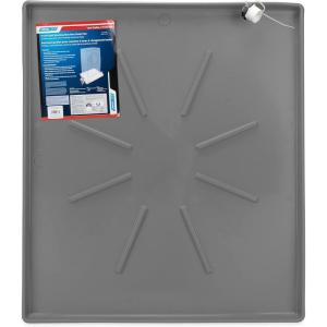 imageCamco 20784 Low Profile Washing Machine Drain Pan with PVC Fitting 30 Inch x 34 Inch Graphite  Protects Your Floors from Washing Machine Leaks  Easy to UsePewter