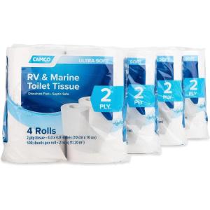 imageCamco Camper ampamp RV Toilet Paper  16Rolls  2Ply Quick Dissolve RV Septic Safe Bath Tissue  Dye ampamp Fragrance Free  500 Sheets Per Roll 40282Toilet Tissue