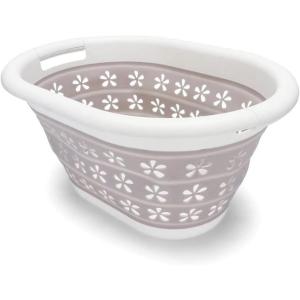 imageCamco Collapsible Laundry Basket  Features Simple PopOpen ampamp CollapseDown Design  Waterproof for Easy CleanUp  Measures 145 x 1975 x 2510 CollapsedExpanded Taupe ampamp White 5195110 inches tall expanded