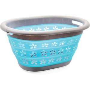imageCamco Collapsible Utility Basket Pop Up Storage Container  Waterproof Design Easily Fits Into Compact Spaces Great for Traveling RVs Trailers Camping Dorms Small Spaces and More 51902Small