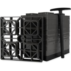imageCamco Fasten CamperRV Leveling Blocks  Features Interlocking Design for Customizable Height  Carrying Handle Twists to Secure Blocks for RV Storage  Measures 17 x 85 x 1 10Pack 21025Brown