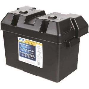 imageCamco Large Battery Box with Straps and Hardware  Group 27 30 31 Safely Stores RV Automotive and Marine Batteries  Measures Inside 714quot x 1314quot x 858quot  55373 BlackStandard Packaging
