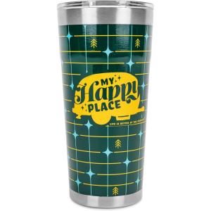 imageCamco Life is Better at The Campsite Tumbler  Heavy Duty Double Wall Vacuum Insulation  Crafted of 188 Stainless Steel  Unique Life is Better at The Campsite Design on Cool Blue  30oz 53058Retro Yellow  Green Grid