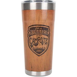 imageCamco Life is Better at The Campsite Tumbler  Heavy Duty Double Wall Vacuum Insulation  Crafted of 188 Stainless Steel  Unique Life is Better at The Campsite Design on Cool Blue  30oz 53058Wood Grain