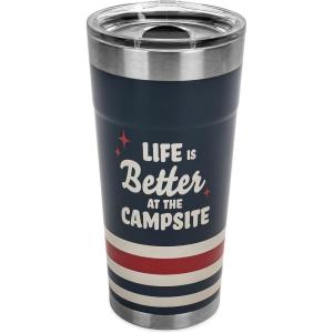 imageCamco Life is Better at The Campsite Tumbler  Heavy Duty Double Wall Vacuum Insulation  Crafted of 188 Stainless Steel  Unique Life is Better at The Campsite Design on Cool Blue  30oz 53058TanRed Stripes