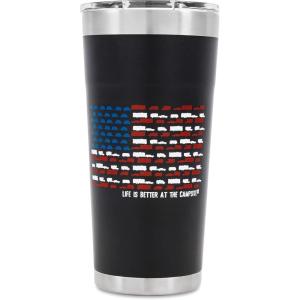 imageCamco Life is Better at The Campsite Tumbler  Heavy Duty Double Wall Vacuum Insulation  Crafted of 188 Stainless Steel  Unique Life is Better at The Campsite Design on Cool Blue  30oz 53058Charcoal wUS Flag Design