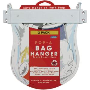 imageCamco PopABag Plastic Bag Hanger Neatly Mount and Reuse Plastic Grocery Bags Easily Organize and Conserve Space in Your Kitchen 2 Pack 43593  White