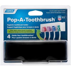 imageCamco PopAToothbrush Hygienic Toothbrush Holder Holds 4 toothbrushes Black 57207