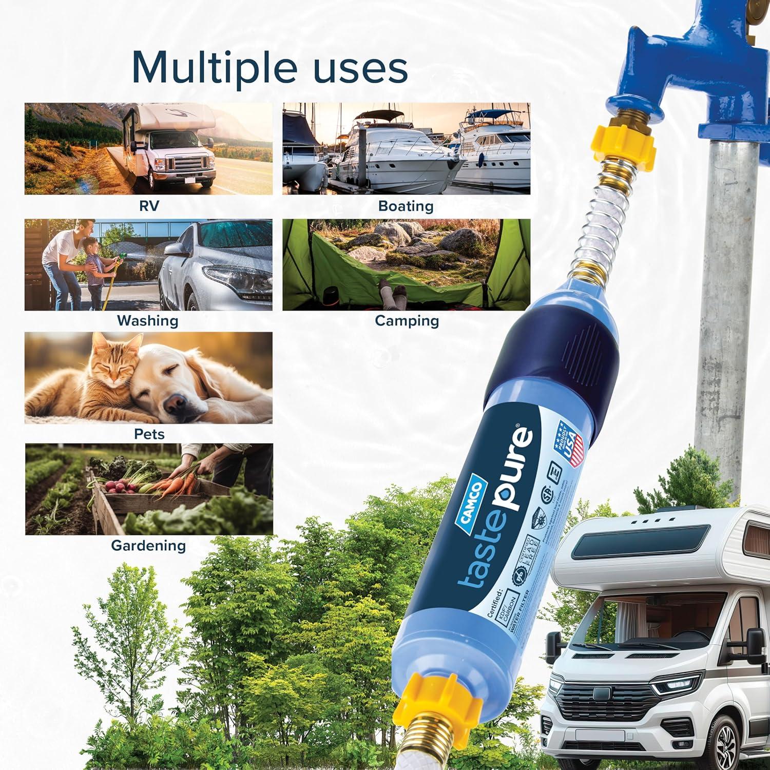 imageCamco Tastepure Sediment PreFilter for RV Water Filter  Features 20Micron Water Filter System ampamp Provides First Stage of Water Filtration  Extends the Life of Inline Water Filters 40048Standard PreFilter
