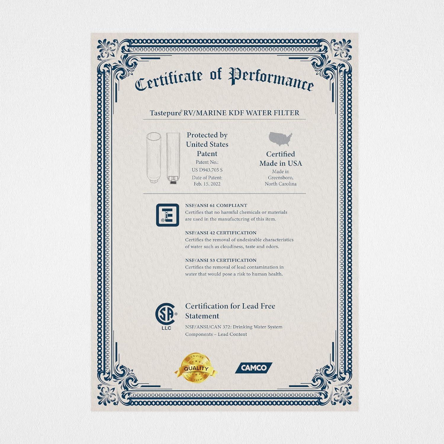 imageCamco Tastepure Sediment PreFilter for RV Water Filter  Features 20Micron Water Filter System ampamp Provides First Stage of Water Filtration  Extends the Life of Inline Water Filters 40048Standard Filter