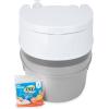imageCamco 53Gallon Portable Toilet  Features Detachable Holding Tank wSealing Slide Valve ampamp BellowType Flush  Easy Transport wCompact Lightweight Design ampamp Carry Handle  Gray 41541Premium 53Gal Travel Toilet