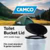 imageCamco Portable Toilet Bucket  Features 3 Bag Liners for Easy Clean Up ampamp Attached Carry Handle  Includes Seat and Lid Attachment 41549Bucket Toilet Seat wLid