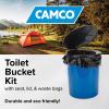 imageCamco Portable Toilet Bucket  Features 3 Bag Liners for Easy Clean Up ampamp Attached Carry Handle  Includes Seat and Lid Attachment 41549Portable Toilet Bucket