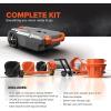 imageCamco Rhino 36Gallon Portable RV Tote Tank  Features 2 Steerable NoFlat Front Wheels ampamp Builtin Gate Valve  Includes Removable 24quot Tow Bar 3 Sewer Hose ampamp More RV Accessories 3900721 Gallon