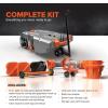 imageCamco Rhino 36Gallon Portable RV Tote Tank  Features 2 Steerable NoFlat Front Wheels ampamp Builtin Gate Valve  Includes Removable 24quot Tow Bar 3 Sewer Hose ampamp More RV Accessories 3900728 Gallon